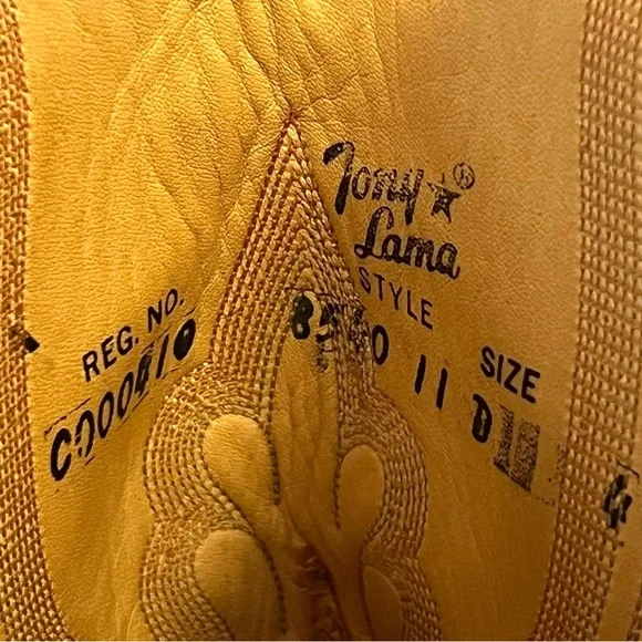 Tony Lama Men’s Sz 11D 8540 Brown Tan Exotic Leather Lizard Western Cowboy Boots - Picture 14 of 16